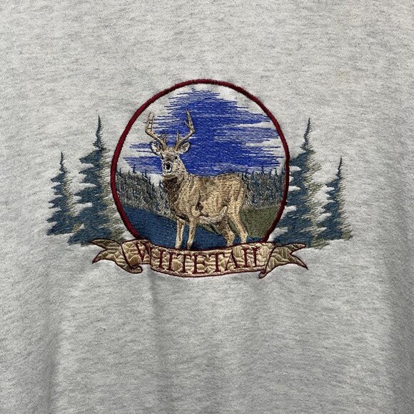 Vintage Briar Creek Sportswear Whitetail Deer Embroidered Sweatshirt Ash Gray L - Picture 10 of 10